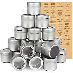 Juvale 20 Jars Magnetic Spice Containers, 3.4 Oz Spice Tins with Clear Lid (94 Labels)