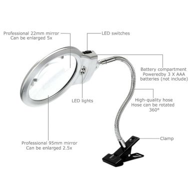 Horizon 2.25X 5X Flexible Magnifying Lamp Lighted Desk. View a larger version of this product image.
