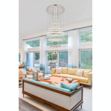 Elegant Lighting Monroe Integrated LED chip light Chrome Chandelier Clear Royal Cut Crystal. View a larger version of this product image.