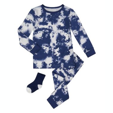 Sleep On It Infant/Toddler Boys Tie Dye Clouds Snug Fit 2-Piece Pajama Sleep Set with Matching Socks. View a larger version of this product image.