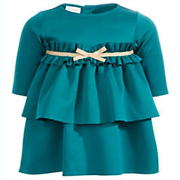 First Impressions Baby Girl's Scuba Ruffled Bow Dress Green Size 12MOS