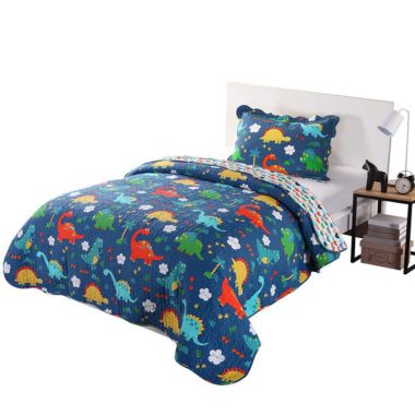 MarCielo Dinosaur Kids Cotton Quilt Bedspread Set. View a larger version of this product image.