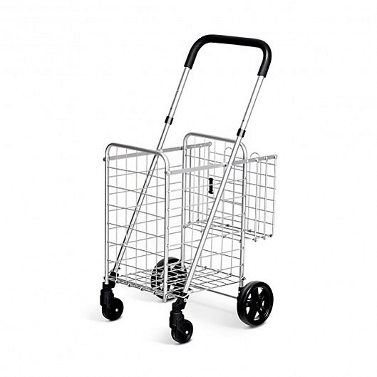 Mini Trolley Toy Supermarket Utility Cart Storage Folding Shopping Cart Basket Q 