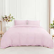 PiccoCasa 3 Pieces Queen Light Pink Duvet Cover Set, Soft Comforter Cover Set(1 Duvet Cover + 2 Pillowcases) Breathable Bedding Quilt Cover Sets with Zipper Closure & Corner Ties