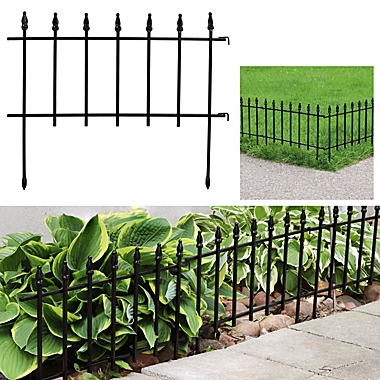 Sunnydaze Outdoor Lawn and Garden Metal Roman Style Decorative Border Fence Panel Set - 9&#39; - Black - 5pk. View a larger version of this product image.