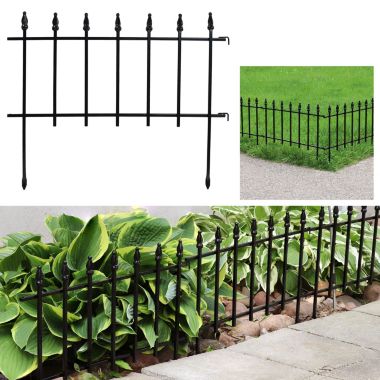 Sunnydaze Outdoor Lawn and Garden Metal Roman Style Decorative Border Fence Panel Set - 9' - Black - 5pk. View a larger version of this product image.