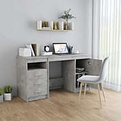 Stock Preferred 55.1"x19.7"x29.9" Office Desk with 3 Drawers in Concrete Gray