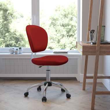 Flash Furniture Beverly Mid-Back Red Mesh Padded Swivel Task Office Chair with Chrome Base. View a larger version of this product image.