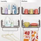Alternate image 1 for mDesign Bath Storage Organizer Shelving Set of 2 - 1 Shelf with Towel Bar