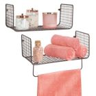 Alternate image 2 for mDesign Bath Storage Organizer Shelving Set of 2 - 1 Shelf with Towel Bar