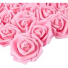 Alternate image 0 for Juvale Stemless Rose Flower Heads, Artificial Roses for Weddings and Crafts (3 x 1.25 x 3 in, Pink, 100)