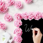 Alternate image 1 for Juvale Stemless Rose Flower Heads, Artificial Roses for Weddings and Crafts (3 x 1.25 x 3 in, Pink, 100)