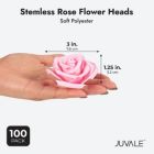 Alternate image 2 for Juvale Stemless Rose Flower Heads, Artificial Roses for Weddings and Crafts (3 x 1.25 x 3 in, Pink, 100)