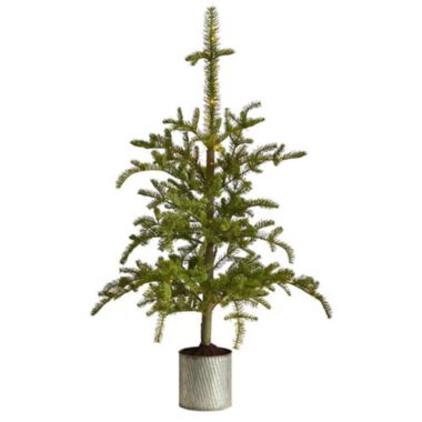 Nearly Natural Home Decorative 4.5' Pre-Lit Christmas Pine Artificial Tree in Decorative Planter. View a larger version of this product image.