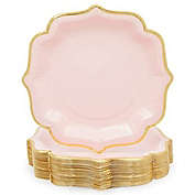 Sparkle and Bash Pink Paper Party Plates with Gold Foil Scalloped Edging (9 In, 48 Pack)