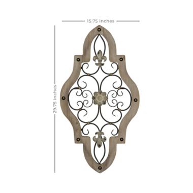 HomeRoots Home Decor French Country White-Wash Metal Scroll Wall Decor. View a larger version of this product image.