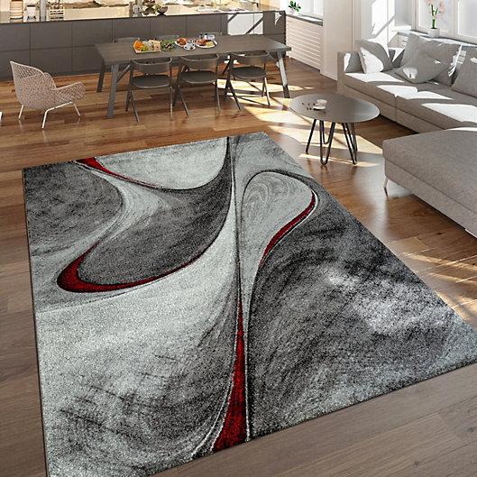Paco Home Grey Red Area Rug For Living, Red And Grey Living Room Rugs