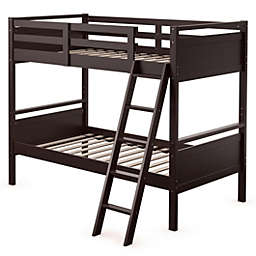 Slickblue Twin Over Twin Bunk Bed Convertible 2 Individual Beds Wooden -Espresso