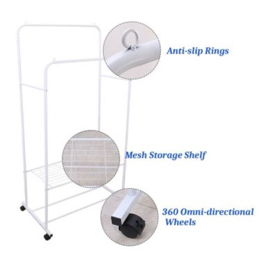 Stock Preferred Industrial Pipe Metal Clothes Hanging Rack White. View a larger version of this product image.