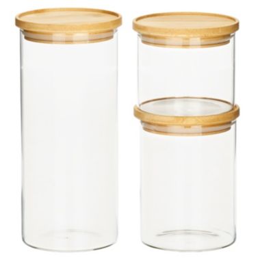 mDesign Kitchen Glass Canister with Airtight Bamboo Lid Set. View a larger version of this product image.