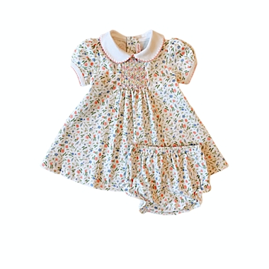 Pineapple Sunshine - Pink Madison Smocked Dress / 9-12mo. View a larger version of this product image.