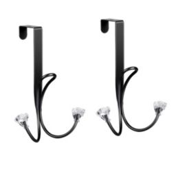 Infinity Merch 2 Pcs or Double Hook for Clothes Adhesive Hook in Black