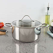 Classic  Cuisine Stainless Steel Stock Pot with Lid Gas Electric Stove Induction Ready 6 Quart