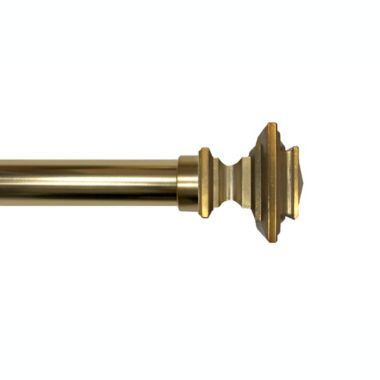 Linen Avenue Metal Square Single Window Curtain Rod Set, 28 to 48-Inch, Brass. View a larger version of this product image.