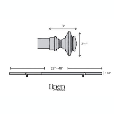 Linen Avenue Metal Square Single Window Curtain Rod Set, 28 to 48-Inch, Brass. View a larger version of this product image.
