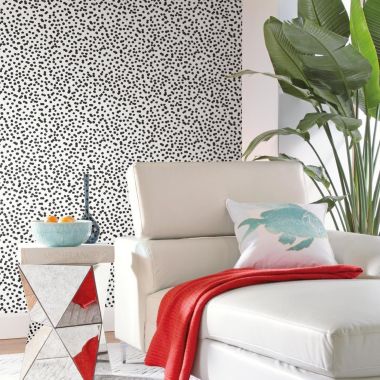 Roommates Decor Modern Confetti Peel & Stick Wallpaper - Black, White. View a larger version of this product image.