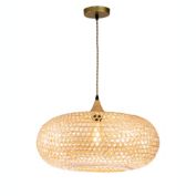 ELE Light & Decor Lily 1-Light Beige Pendant Design Pendant Light with Rattan Shade