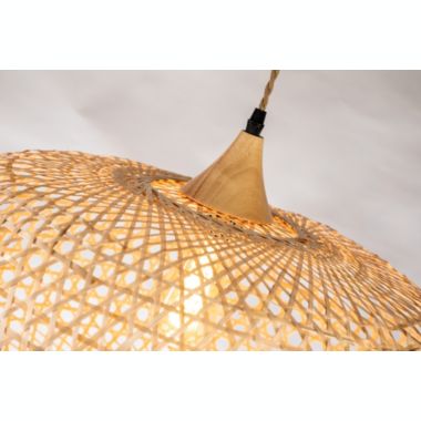 ELE Light & Decor Lily 1-Light Beige Pendant Design Pendant Light with Rattan Shade. View a larger version of this product image.