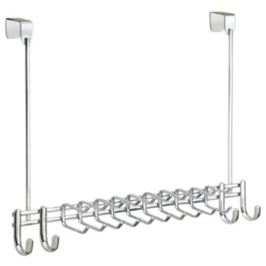 mDesign Metal Over Door Hanging Storage Rack for Ties, Belts, 24 Hooks - Chrome. View a larger version of this product image.