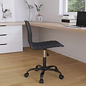 Merrick Lane Amelie Home Office Chair Ergonomic Executive Black Ribbed Low Back Armless Computer Desk Chair - Black Base, Frame & Border