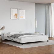 vidaXL Bed Frame with Headboard White 72"x83.9" California King Faux Leather