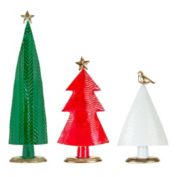 Melrose Set of 3 Red and White Christmas Tree Tabletop Decors 32"