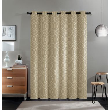 Kate Aurora Modern Living 2 Pack Aries Geometric Light Reducing Grommet Curtains - Taupe. View a larger version of this product image.