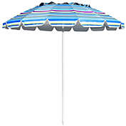 Slickblue 8FT Portable Beach Umbrella with Sand Anchor and Tilt Mechanism for Garden and Patio-Blue