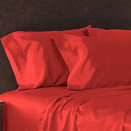 SHOPBEDDING Luxury Satin Pillowcase, Red Standard, Open End Pillow Cover