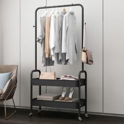Stock Preferred Portable Rolling Clothes Rack in Black