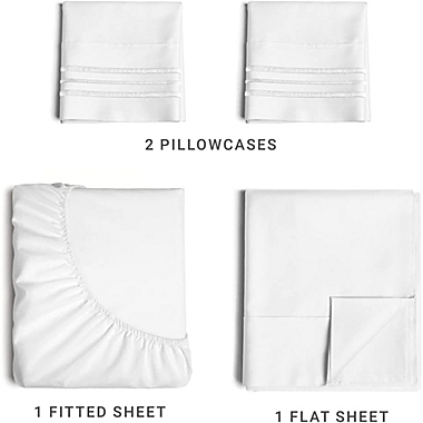CGK Unlimited 4 Piece Microfiber Sheet Set - Queen - White. View a larger version of this product image.
