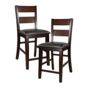 Lexicon Set of 2 Upholstered Counter Height Wooden Dining Chair, Cherry Finish