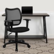 Emma + Oliver Mid-Back Black Mesh Swivel Task Office Chair with Adjustable Arms