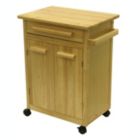 Alternate image 2 for Winsome Natural Wood Finish Mobile Kitchen Storage Serivce Cart With One Drawer, Cabinet, 2 Storage Shelves, 4 Casters