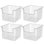 mDesign Metal Kitchen Food Storage Basket, Open Front - 4 Pack