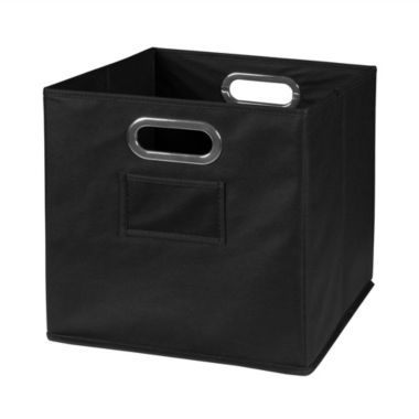 Niche Cubo Set of 12 Foldable Fabric Storage Bin with Built-in Chrome Handles - Black. View a larger version of this product image.