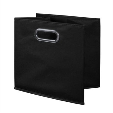 Niche Cubo Set of 12 Foldable Fabric Storage Bin with Built-in Chrome Handles - Black. View a larger version of this product image.