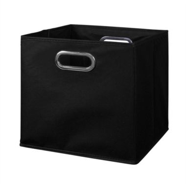 Niche Cubo Set of 12 Foldable Fabric Storage Bin with Built-in Chrome Handles - Black. View a larger version of this product image.