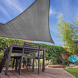 Square Sun Shade Sail - 10' x 10' x 10' - UV Block Canopy for Patio, Deck, Backyard, Lawn, Garden - Grey - Backyard Expressions