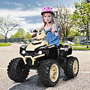 Slickblue 12V Kids Electric 4-Wheeler ATV Quad Ride On Car with LED Light-Yellow